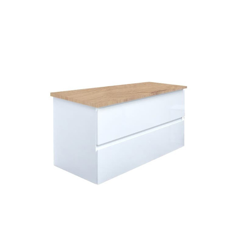 Koupelnová skříňka s krycí deskou SAT B-Way 99x50x45 cm bílá lesk BWAY2100WDOAK