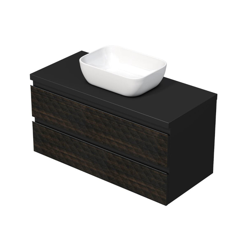 Koupelnová skříňka s krycí deskou SAT Cube Way 100x47,5x46 cm hnědá mat CUBE3D461002ZHKD