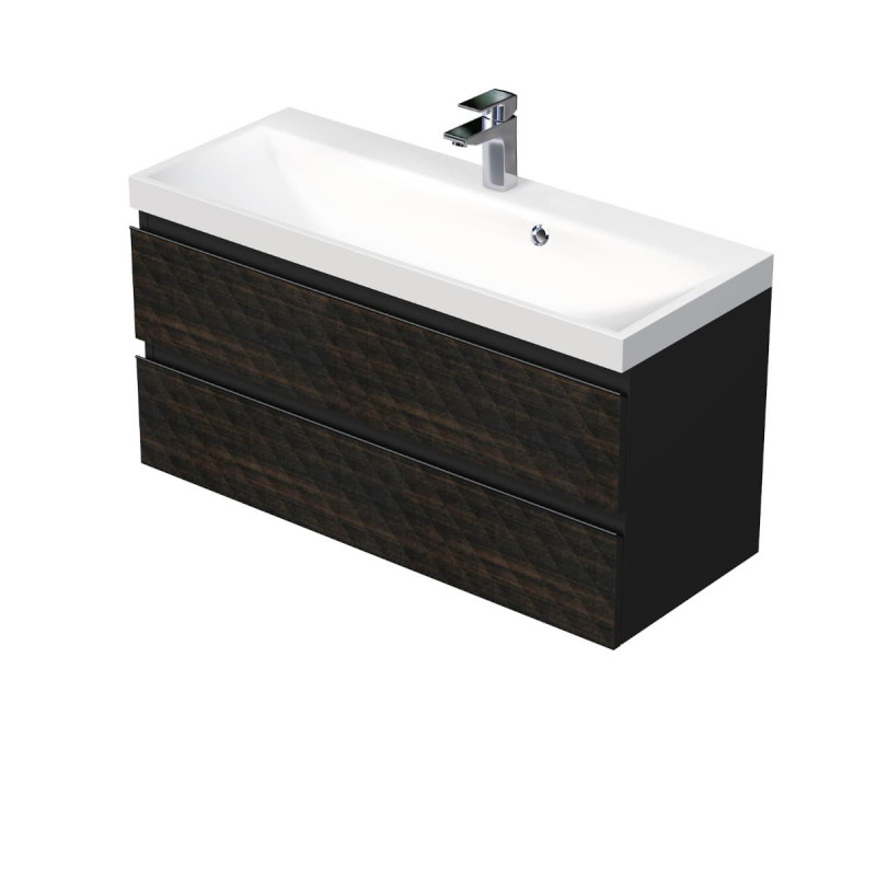 Koupelnová skříňka s umyvadlem SAT Cube Way 100x47,5x40 cm hnědá mat CUBE3D1002ZH