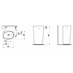 Volně stojící umyvadlo Laufen Palomba 52x39,5 cm otvor pro baterii uprostřed H8118030001041