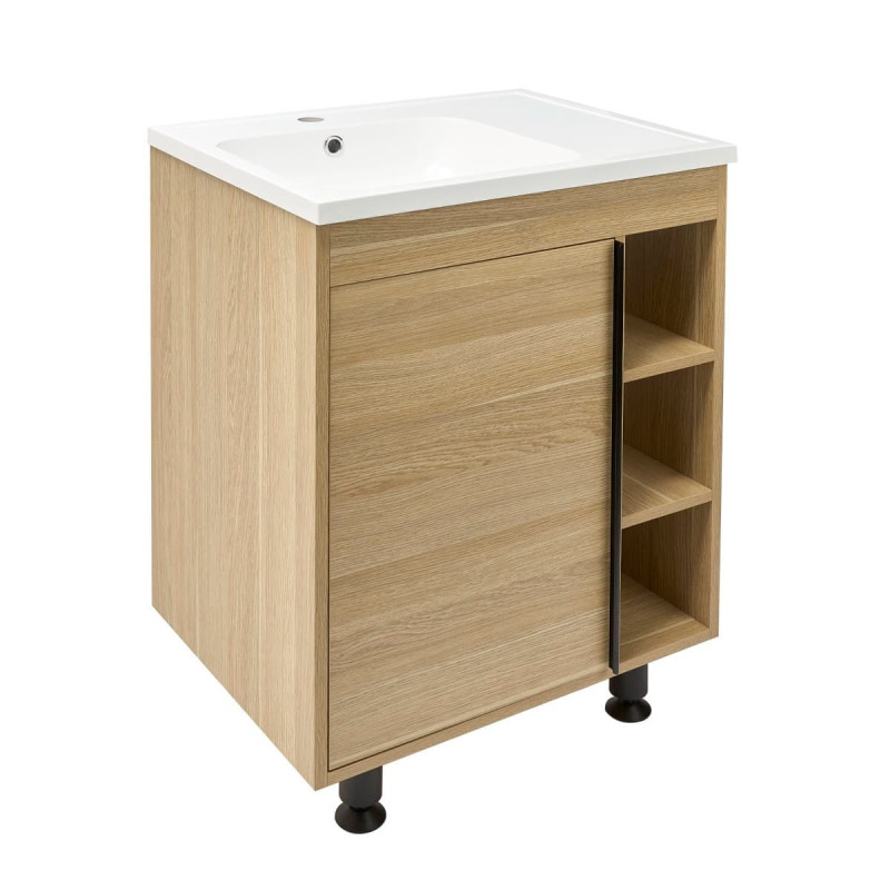 Koupelnová skříňka s umyvadlem Naturel Lucca 59x70x45 cm dub mat LUCCA60D