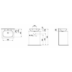 Umyvadlo Laufen Ino 56x45 cm otvor pro baterii uprostřed H8163024001041