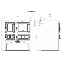 KVS MORAVIA TYP 9170 OLIVER sporák na tuhá paliva 6,6kW, s troubou, pravý, antracit