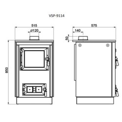 KVS MORAVIA TYP 9114 SOFIE sporák na tuhá paliva 7,1kW, bordó/chrom