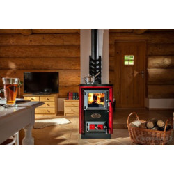 KVS MORAVIA TYP 9114 SOFIE sporák na tuhá paliva 7,1kW, bordó/chrom
