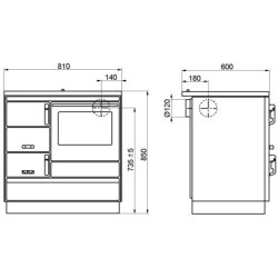 KVS MORAVIA VSP 9103 sporák na tuhá paliva 8,4kW, s troubou, levý, bílá/chrom