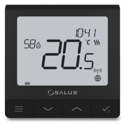SALUS prostorový termostat, s čidlem vlhkosti, bezdrátový, černá
