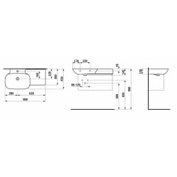 Umyvadlo Laufen Ino 90x45 cm otvor pro baterii uprostřed H8133020001041