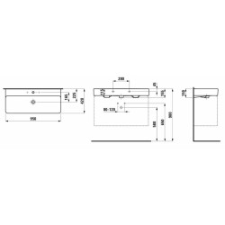 Umyvadlo Laufen Val 95x42 cm otvor pro baterii uprostřed H8102874001041