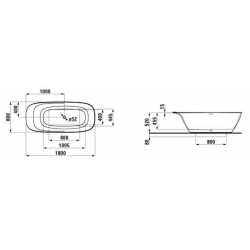 Volně stojící vana Laufen Ino 180x80 cm litý mramor H2303020000001