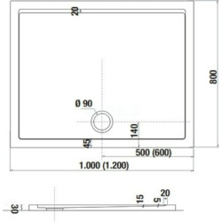 Sprchová vanička obdélníková Jika 100x80 cm litý mramor H2119340000001