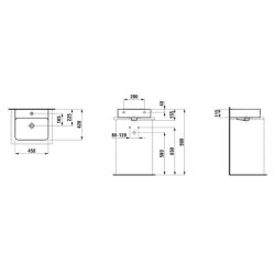 Umývátko Laufen Val 45x42 cm otvor pro baterii uprostřed H8162800001041