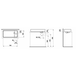 Umyvadlo na desku Laufen Kartell By Laufen 75x35 cm otvor pro baterii, bez přepadu H8123320001111