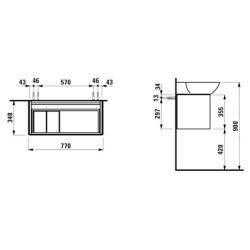 Koupelnová skříňka pod umyvadlo Laufen Ino 77x34x35,5 cm bílá mat H4254010301701