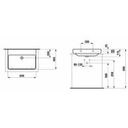 Umyvadlo Laufen Pro S 65x46,5 cm bez otvoru pro baterii H8169640001091