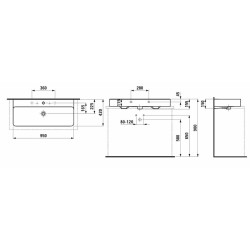 Umyvadlo Laufen Val 95x42 cm otvor pro baterii uprostřed H8162870001041