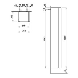 Koupelnová skříňka vysoká Laufen Ino 36x30,6x180 cm bílá mat H4254510301701