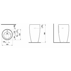 Volně stojící umyvadlo Laufen Alessi One 53x53 cm otvor pro baterii uprostřed H8119724001041