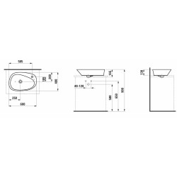 Umyvadlo na desku Laufen Palomba 60x38 cm otvor pro baterii vpravo H8168030001041