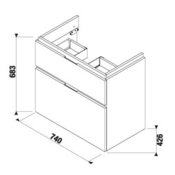 Koupelnová skříňka pod umyvadlo Jika Cubito 74x42,6x68,3 cm dub H40J4254035191