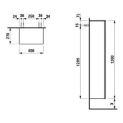 Koupelnová skříňka vysoká Laufen Kartell By Laufen 40x27x130 cm bílá mat H4082820336401