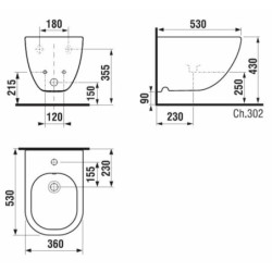Bidet Jika Mio závěsný, vnitřní přívod H8317120003021