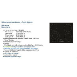 Sklokeramická varná deska Beko černá HIC64502T