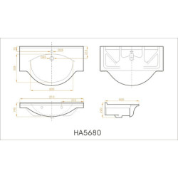 Nábytkové umyvadlo Naturel Pro 81x50 cm otvor pro baterii uprostřed HA5680