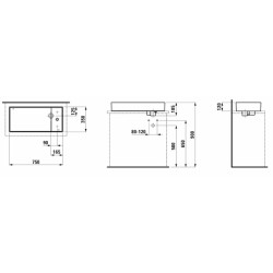 Umyvadlo na desku Laufen Kartell By Laufen 75x35 cm bez otvoru pro baterii, bez přepadu H8123320001121