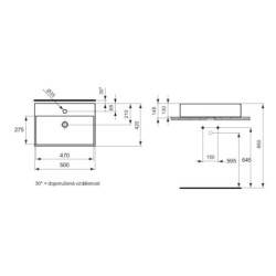 Umyvadlo na desku Ideal Standard Strada 50x42 cm otvor pro baterii uprostřed K081601