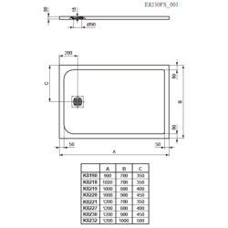Sprchová vanička obdélníková Ideal Standard 120x90 cm litý mramor šedá K8230FS