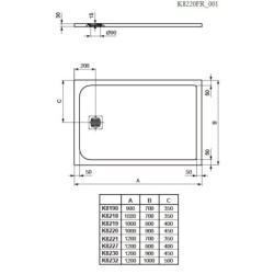 Sprchová vanička obdélníková Ideal Standard 100x90 cm litý mramor K8220FR