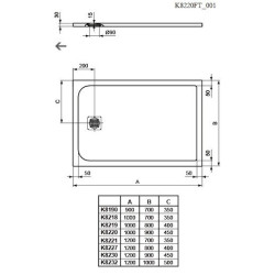 Sprchová vanička obdélníková Ideal Standard 100x90 cm litý mramor písková K8220FT