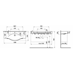 Umyvadlo Laufen Palace 120x51 cm tři otvory pro baterii H8127040001081
