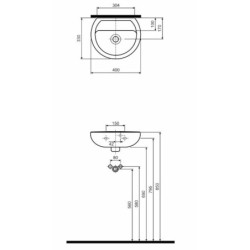 Umývátko Kolo Rekord 40x33 cm bez otvoru pro baterii K92040000