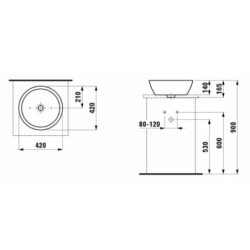 Umyvadlo Laufen Pro 42x42 cm bez otvoru pro baterii H8129620001091