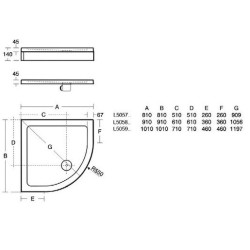 Sprchová vanička čtvrtkruhová Ideal Standard 0 91x91 cm litý mramor L505801