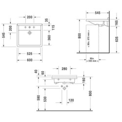 Umyvadlo Duravit STARCK 3 60x54 cm otvor pro baterii uprostřed 0309600000