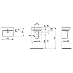 Umývátko Laufen Pro S 45x34 cm otvor pro baterii uprostřed H8159610001041