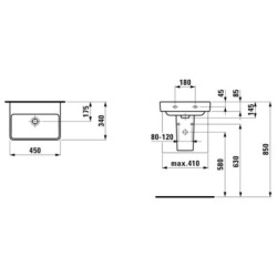 Umývátko Laufen Pro S 45x34 cm bez otvoru pro baterii H8159610001091