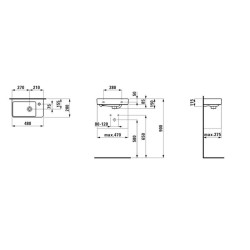 Umývátko Laufen Pro S 48x28 cm otvor pro baterii vpravo H8159540001041
