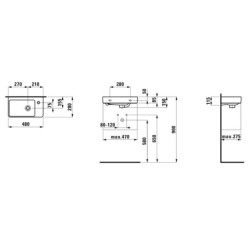 Umývátko Laufen Pro 48x28 cm otvor pro baterii vpravo H8159544001041