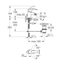 Bidetová baterie GROHE Eurosmart New s výpustí chrom 32929002