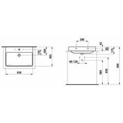 Umyvadlo Laufen Pro S 65x46,5 cm otvor pro baterii uprostřed H8169640001041