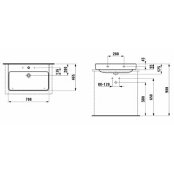 Umyvadlo Laufen Pro S 70x46,5 cm otvor pro baterii uprostřed H8169670001041