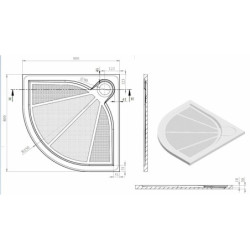 Sprchová vanička čtvrtkruhová SAT 80x80 cm litý mramor SIKOLIMCC80S