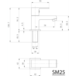 Pákový ventil bez výpusti pro umývátka Sapho SMALL chrom SM25
