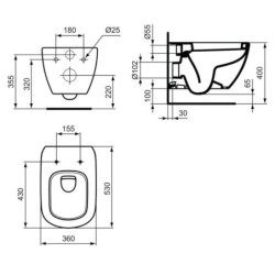 Wc závěsné Ideal Standard Tesi zadní odpad T007801