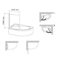 Vanová zástěna Laguna Fortuna 150x85 cm chrom 7QOP0C00Y1
