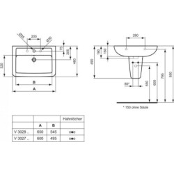 Umyvadlo Ideal Standard Eurovit 60x46 cm otvor pro baterii uprostřed V302701